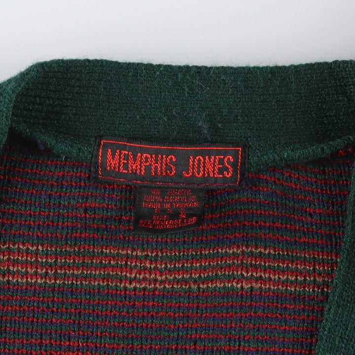 MEMPHIS JONES All-over print acrylic knit cardigan, women's M /eaa339973