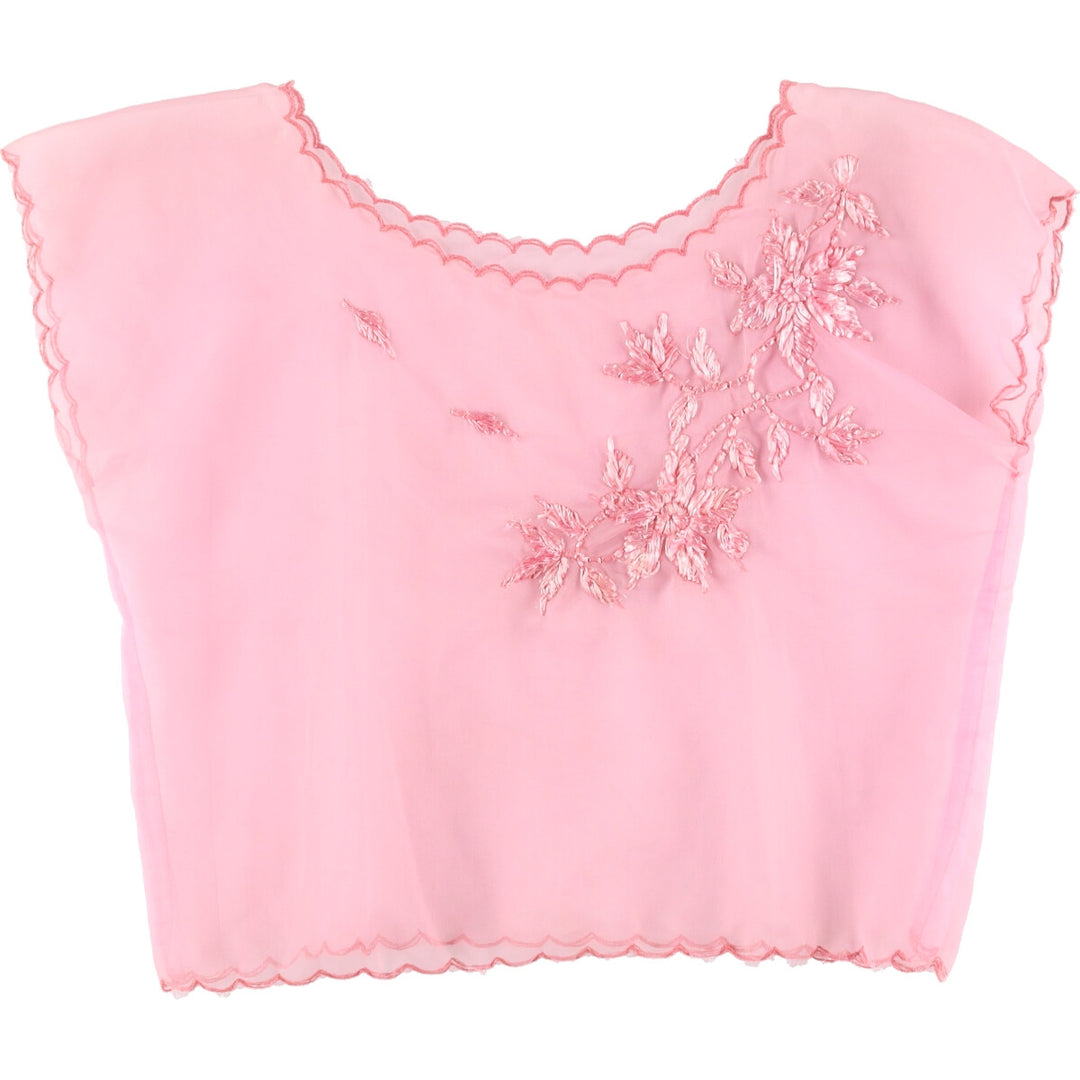 French Sleeve See-Through Short Sleeve Top Women's L /eaa340021