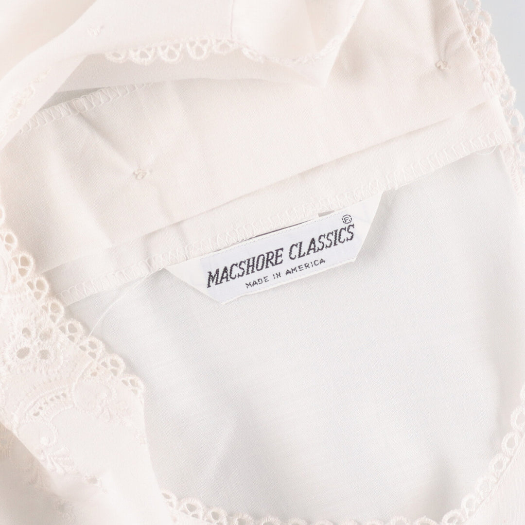 MACSHORE CLASSICS French Sleeve Cutwork Embroidery Short Sleeve Top Made in USA Women's L /eaa340025