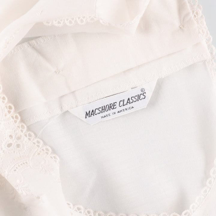 MACSHORE CLASSICS French Sleeve Cutwork Embroidery Short Sleeve Top Made in USA Women's L /eaa340025