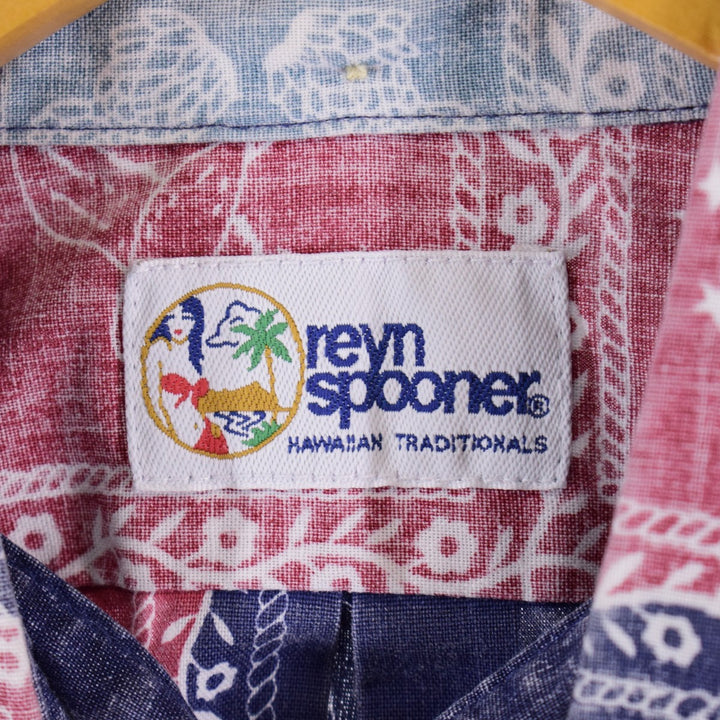 90'S REYNSPOONER Swimsuit Tag Bikini Tag Button Down All-Over Print Lahaina Sailor Hawaiian Aloha Shirt Made in Hawaii Men's L /eaa340409