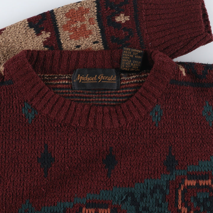 Michel Gerald All-over print acrylic knit sweater, men's L /eaa340587