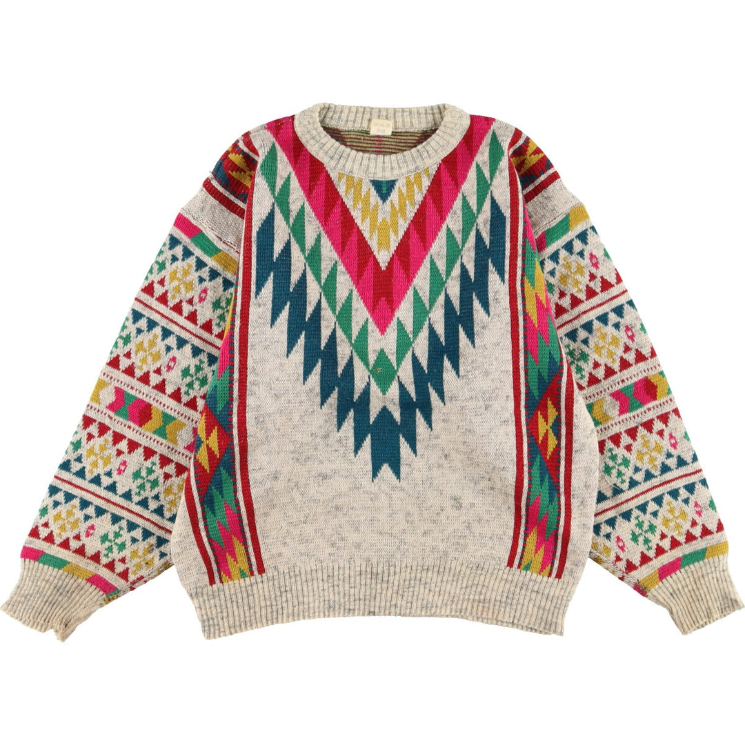 Native Pattern Acrylic Knit Sweater Made in Italy Men's M /eaa340590