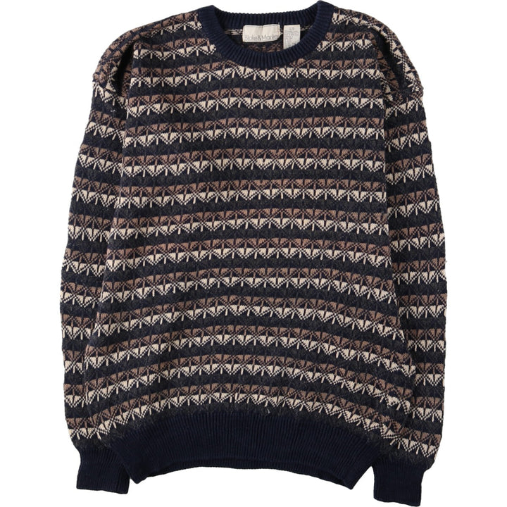Blake and Manley All-over Print Linen Knit Sweater, Men's M Lamy navy blue type Vintage Second Hand