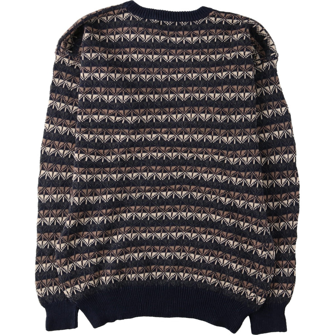 Blake and Manley All-over Print Linen Knit Sweater, Men's M Lamy navy blue type Vintage Second Hand