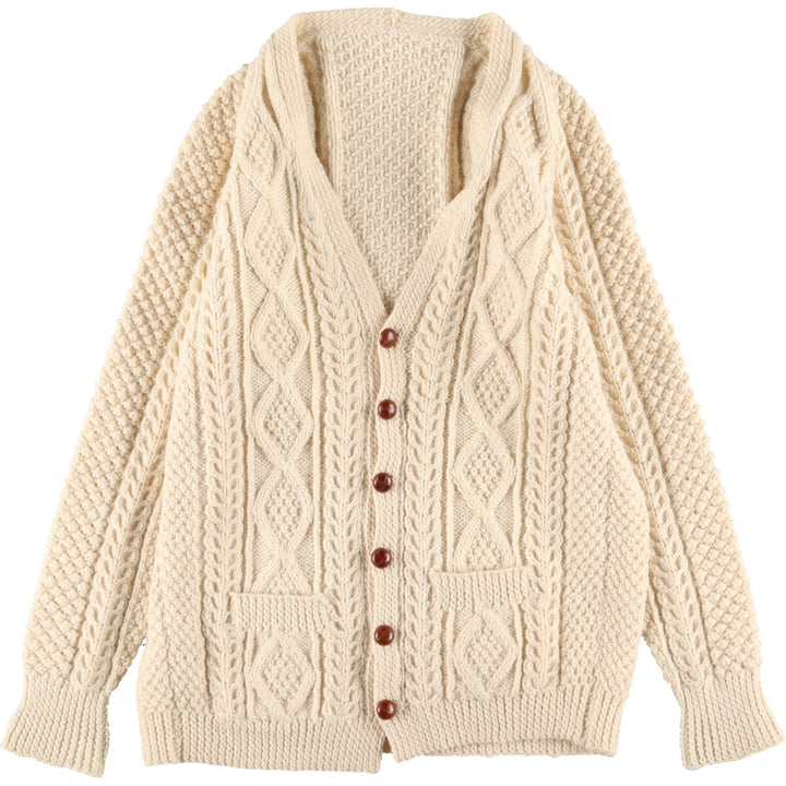 Fisherman Aran Knit Cardigan Men's M /eaa341250