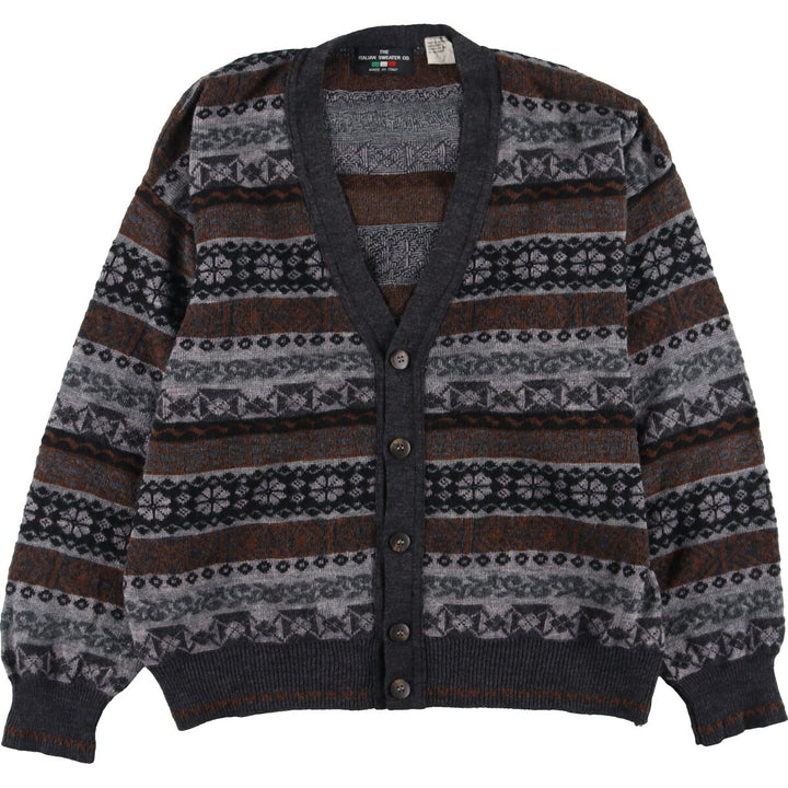 THE ITALIAN SWEATER All-over print acrylic x wool knit cardigan, men's L /eaa341272