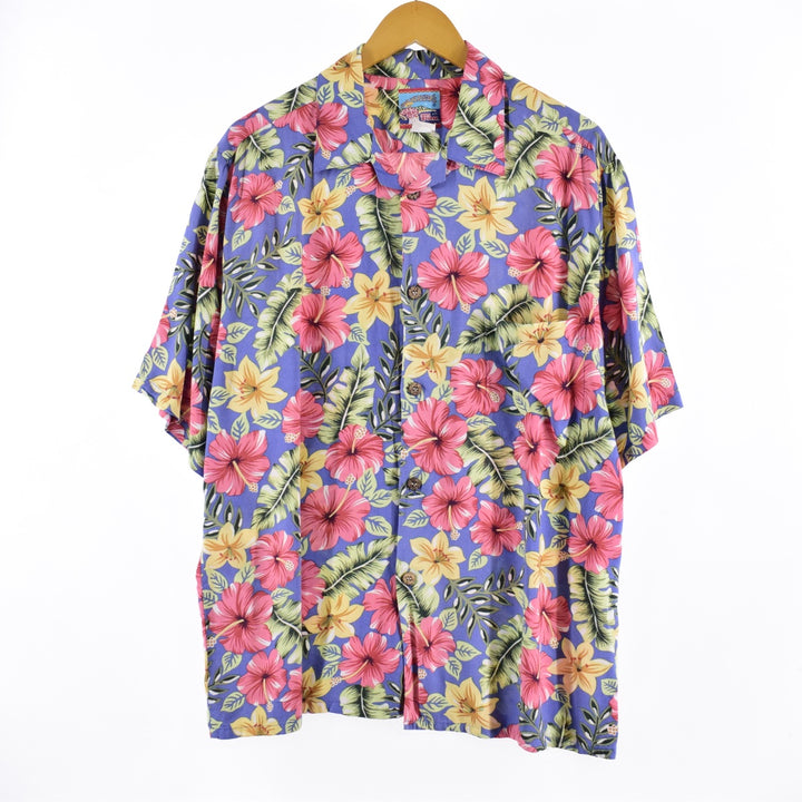 REYNSPOONER JOE KEALOHA'S Rayon Open Collar All-Over Hibiscus Pattern Hawaiian Aloha Shirt Men's XL /eaa341357