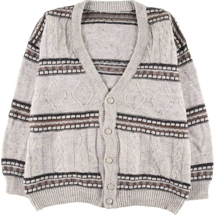 All-over print wool knit cardigan, men's XL /eaa341435