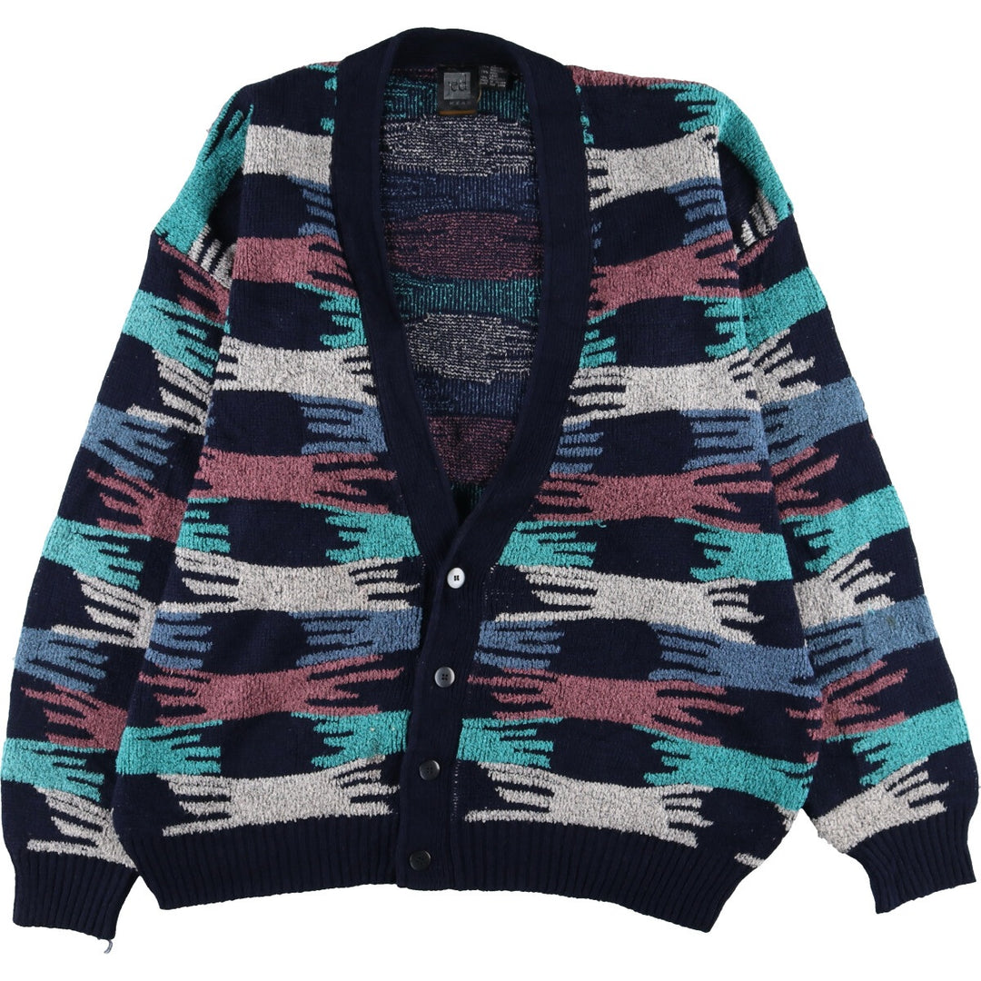 jed WEAR All-over print acrylic knit cardigan, men's XXL /eaa341451