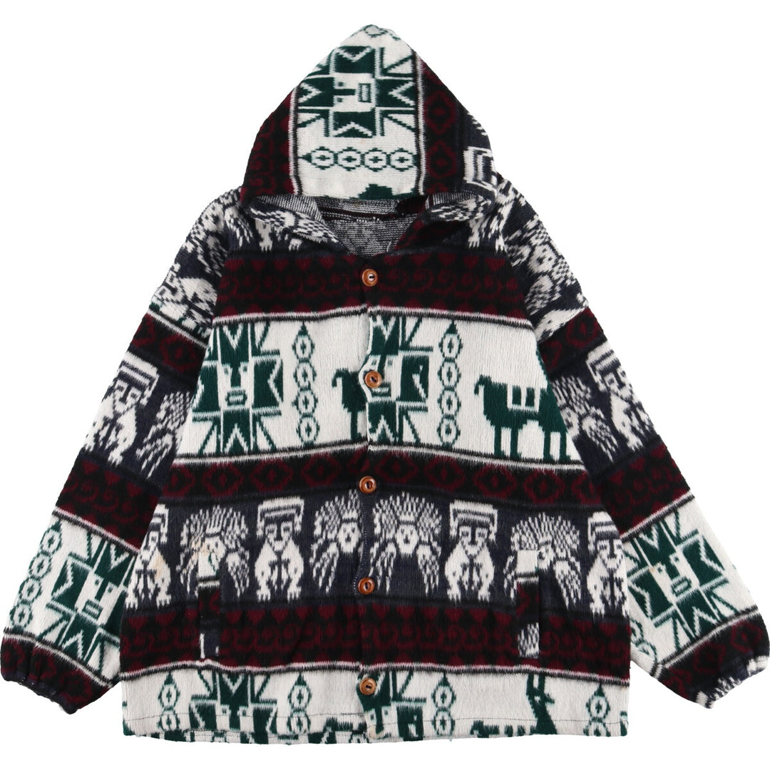 Native Pattern Hooded Knit Cardigan Men's XL /eaa341483