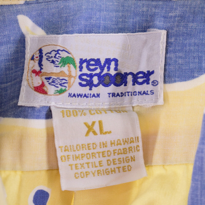 90'S REYNSPOONER Swimsuit Tag Bikini Tag All-Over Print Pullover Button-Down Hawaiian Aloha Shirt Made in Hawaii Men's XL /eaa341570