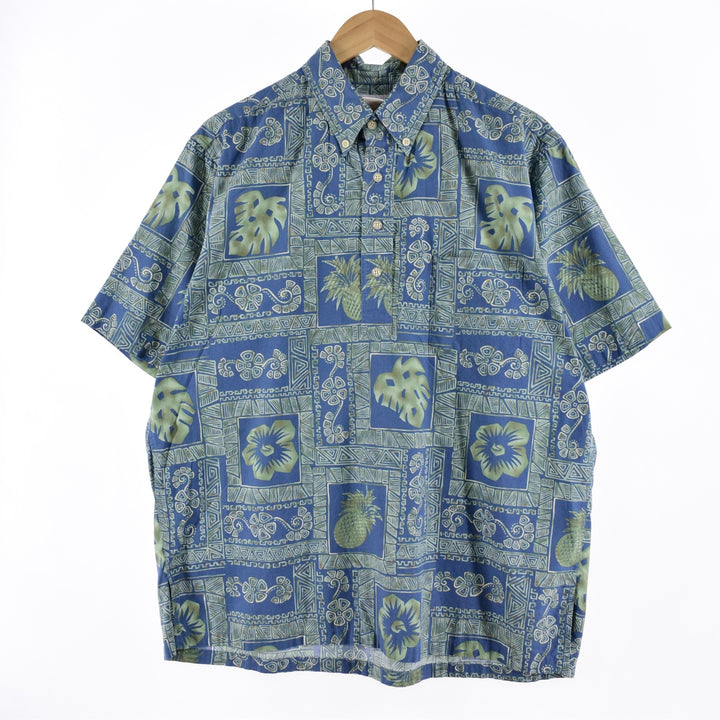 90'S REYNSPOONER Swimsuit Tag Bikini Tag All-Over Print Pullover Button-Down Hawaiian Aloha Shirt Made in Hawaii Men's XL /eaa341578