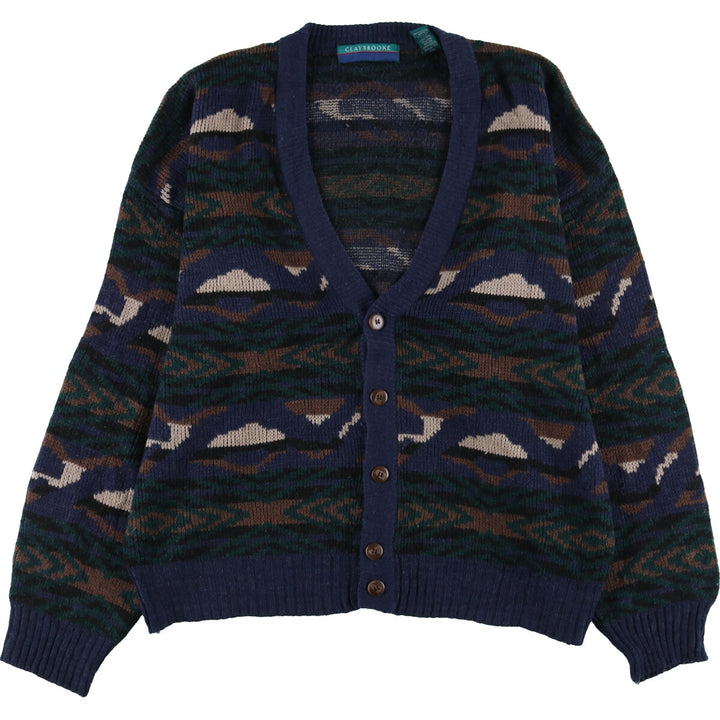 CLAYBROOKE All-over print wool x acrylic knit cardigan, men's M /eaa341646