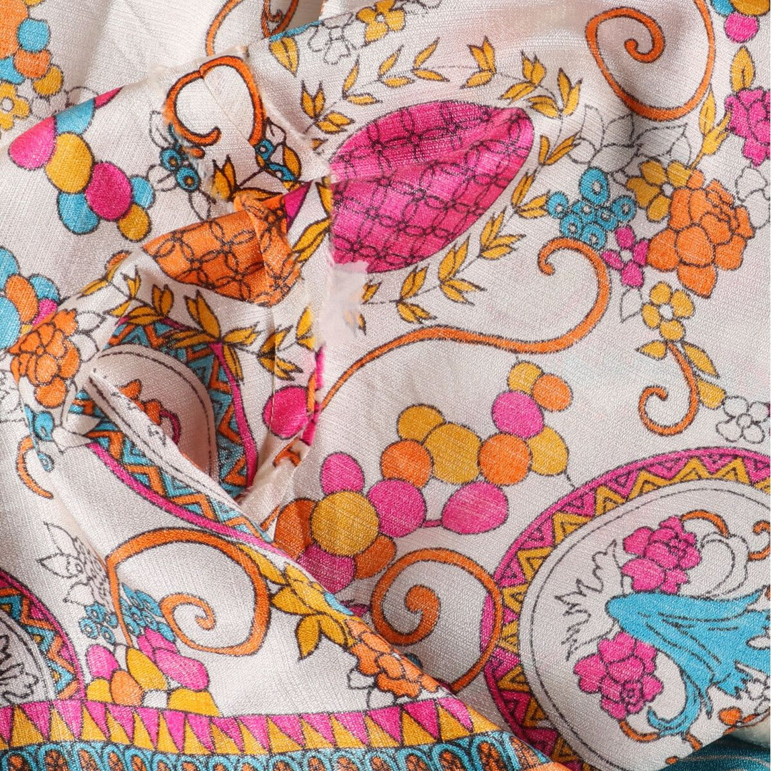 60s-70'S UNKNOWN all-over print high neck sleeveless A-line dress made in USA women's M vintage multicolor Vintage Second Hand