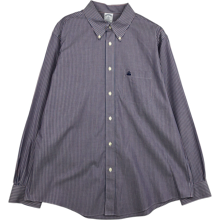 Brooks Brothers 1818 REGENT Tricolor Long-Sleeve Button-Down Striped Shirt, Men's Size XL (approx.) cotton blue type Vintage Second Hand