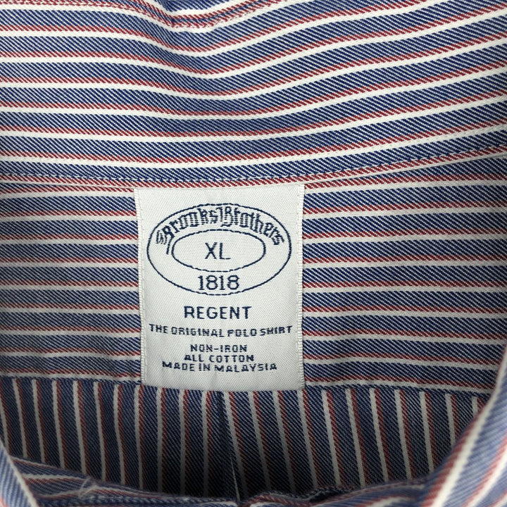 Brooks Brothers 1818 REGENT Tricolor Long-Sleeve Button-Down Striped Shirt, Men's Size XL (approx.) cotton blue type Vintage Second Hand
