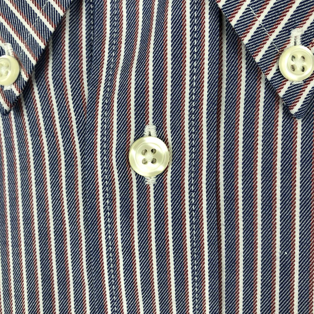 Brooks Brothers 1818 REGENT Tricolor Long-Sleeve Button-Down Striped Shirt, Men's Size XL (approx.) cotton blue type Vintage Second Hand