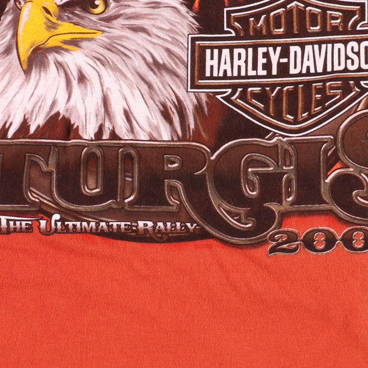 Hanes Harley Davidson Eagle Pattern Double-sided Print Motorcycle Bike T-Shirt Made in USA Men's XL /eaa342733