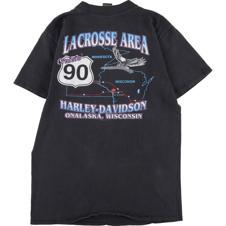 90'S HOLOUBEK Harley Davidson Eagle Pattern Double-sided Print Motorcycle Bike T-shirt Made in USA Men's M /eaa342739