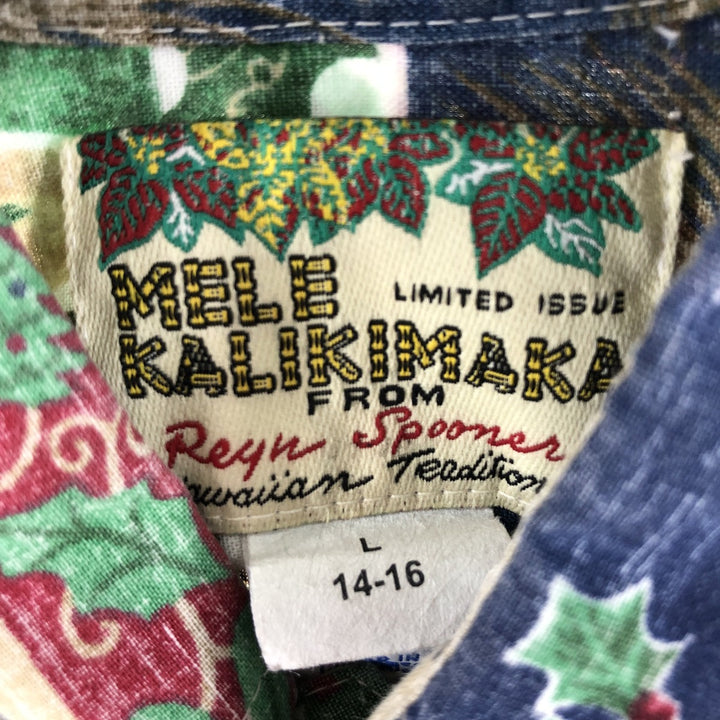 REYNSPOONER MELE KALIKIMAKA Christmas Limited Edition Button-down Hawaiian Aloha Shirt Made in Hawaii Women's S /eaa343134