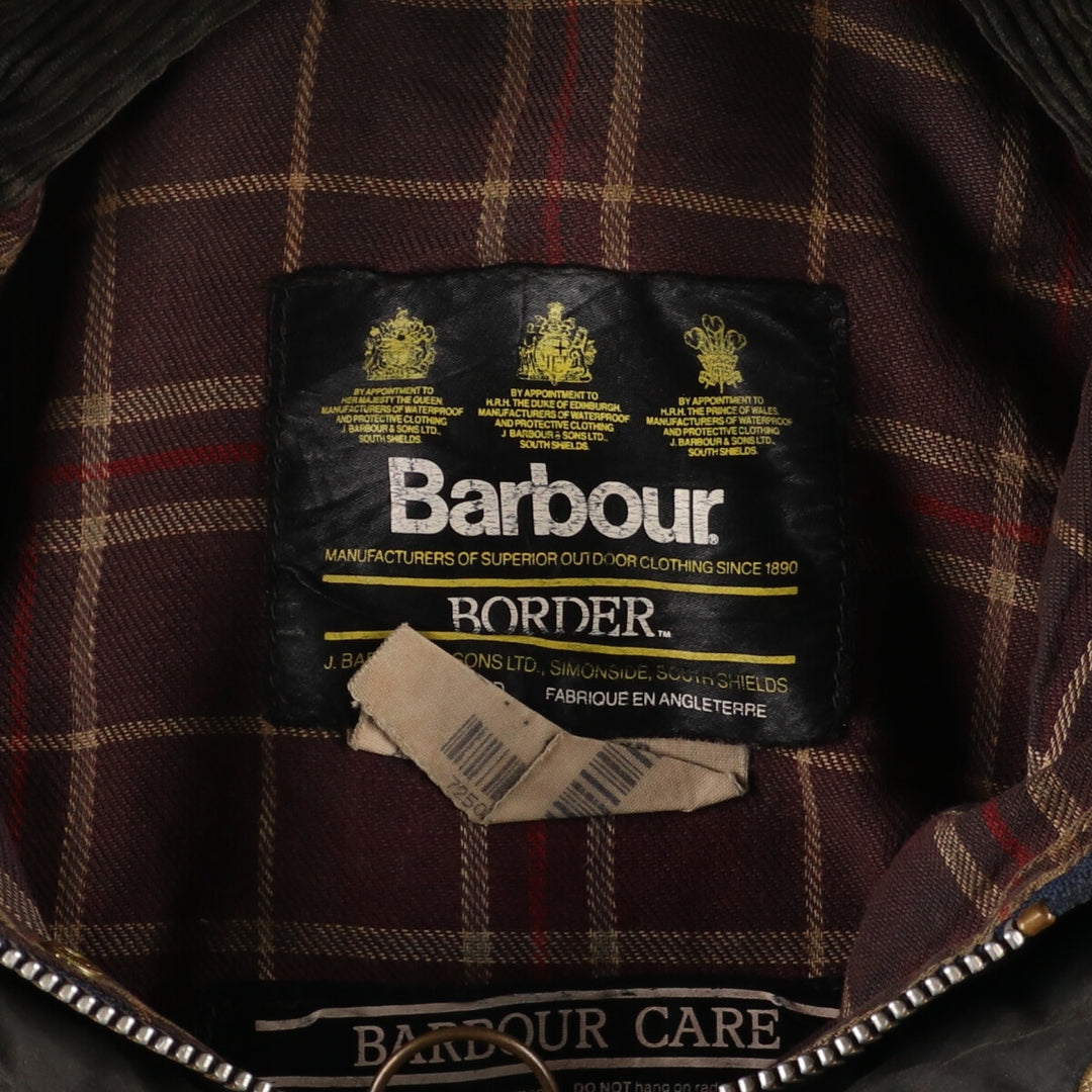 90'S Barbour BORDER Old 3 Warrant Waxed Cotton Oiled Jacket Made in England C46 /eaa343647