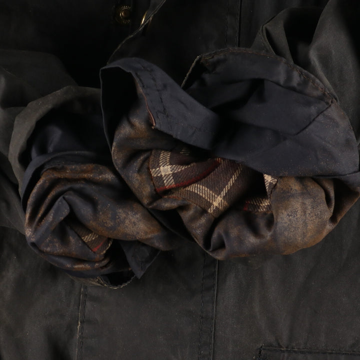 90'S Barbour BORDER Old 3 Warrant Waxed Cotton Oiled Jacket Made in England C46 /eaa343647