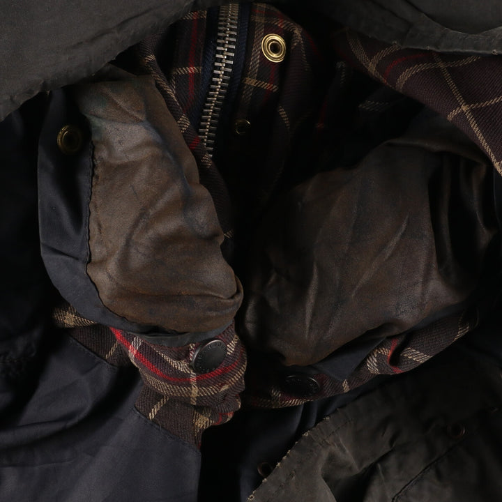90'S Barbour BORDER Old 3 Warrant Waxed Cotton Oiled Jacket Made in England C46 /eaa343647