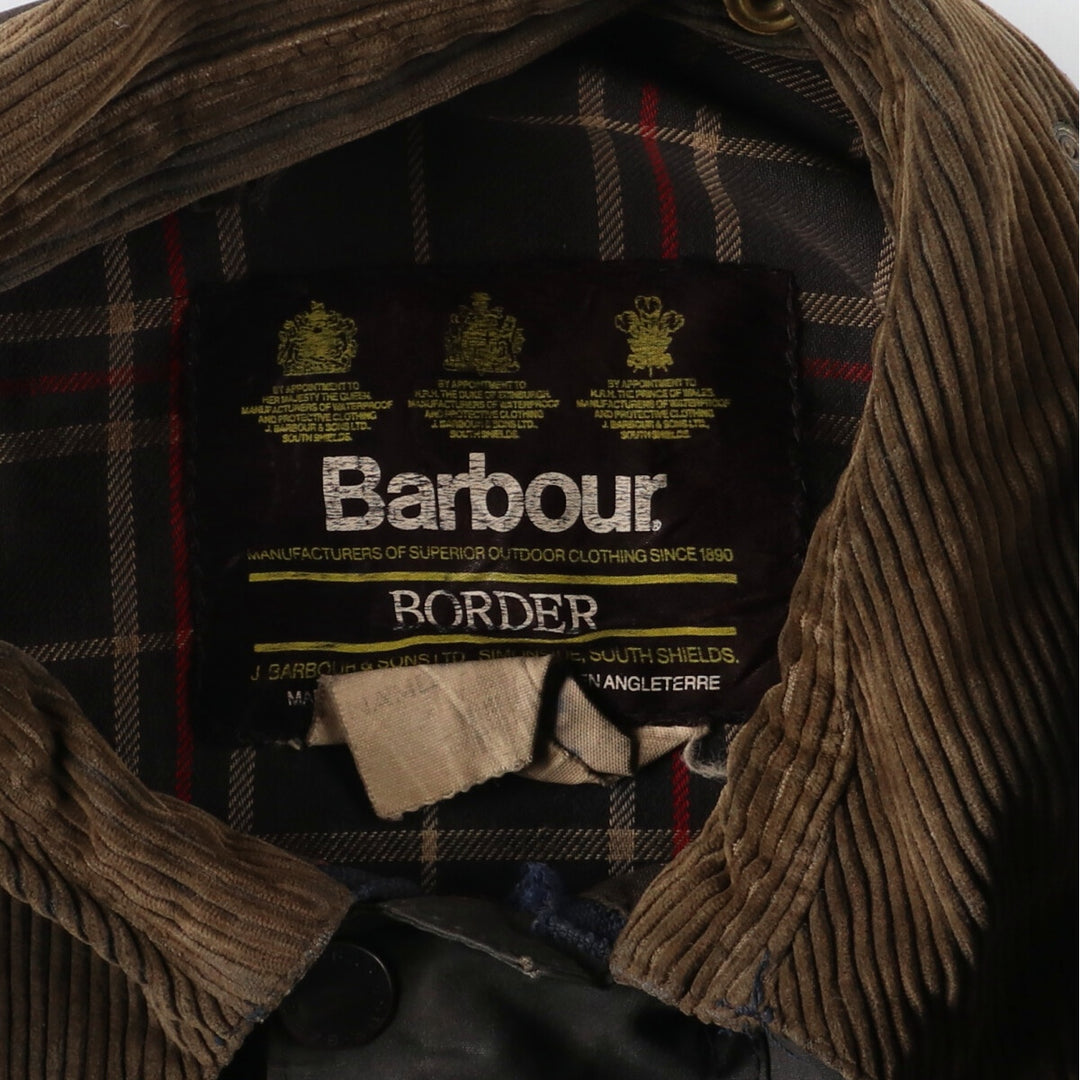 90'S Barbour BORDER Old 3 Warrant Waxed Cotton Oiled Jacket Made in England C46 /eaa343648