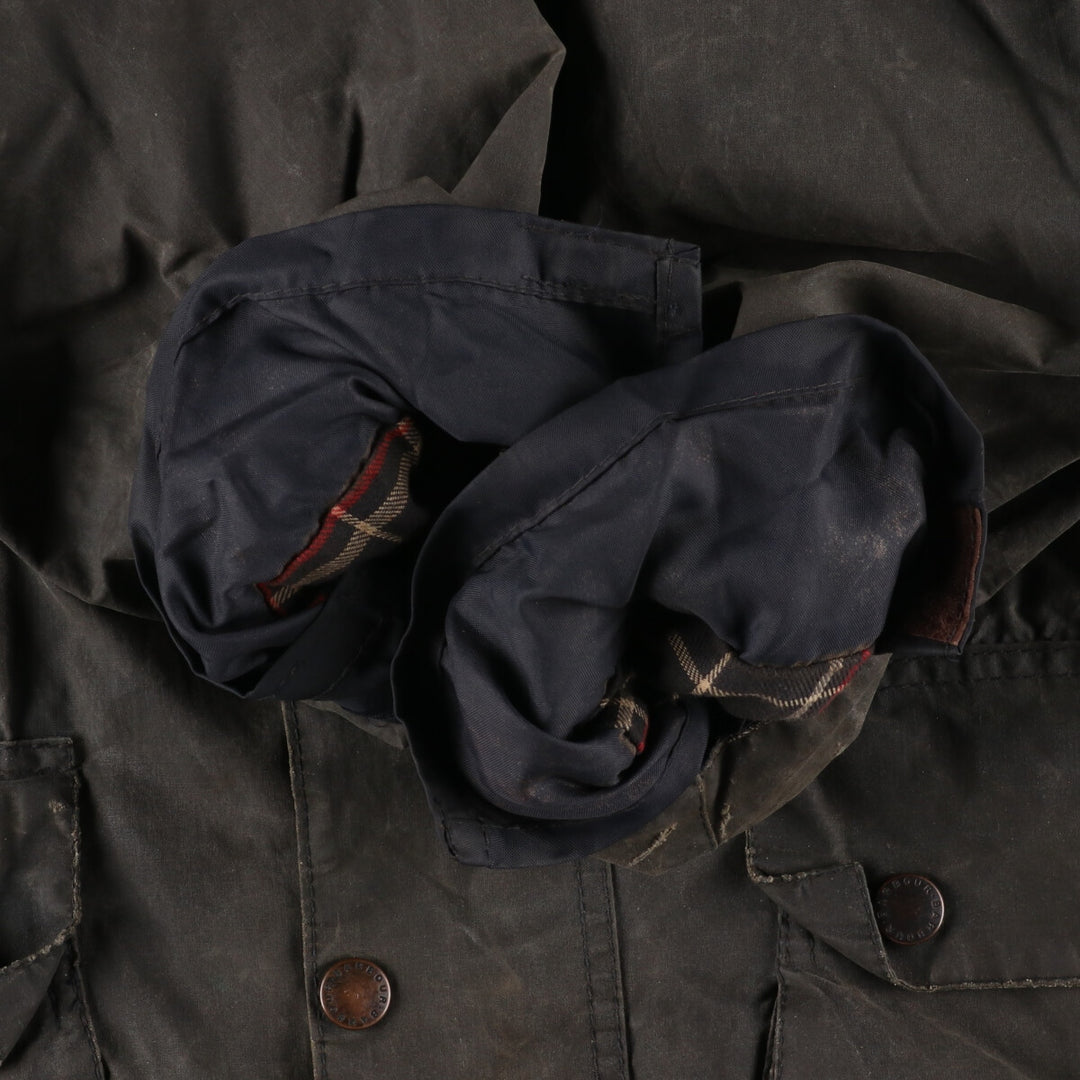90'S Barbour BORDER Old 3 Warrant Waxed Cotton Oiled Jacket Made in England C46 /eaa343648