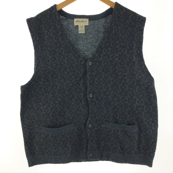 Eddie Bauer All-over Print Open Front Wool Knit Vest Men's L /eaa344134