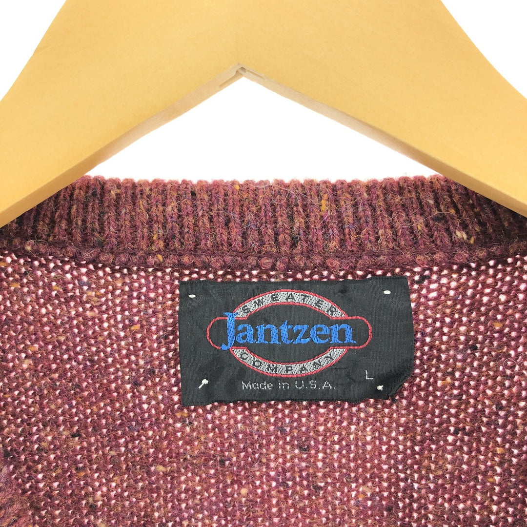 80'S Jantzen Cable Knit V-Neck Wool Knit Vest Made in USA Men's M Vintage /eaa344267