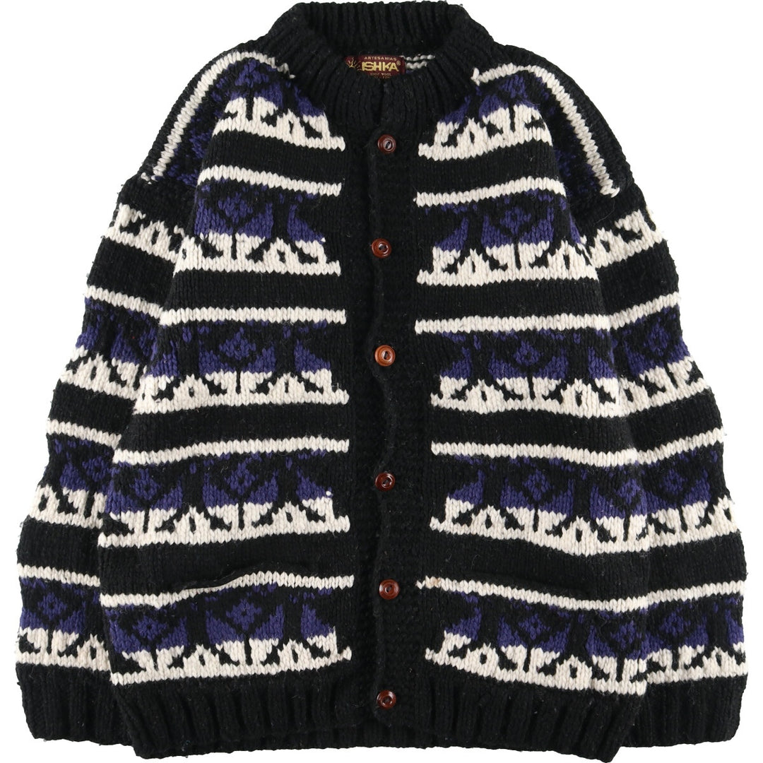 ISHKA wool knit cardigan, men's XXL /eaa344383