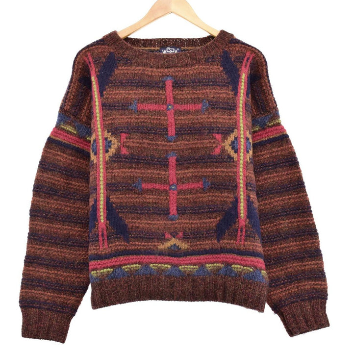 80'S WOOLRICH All-over print wool knit sweater, men's, S, vintage / eaa344384