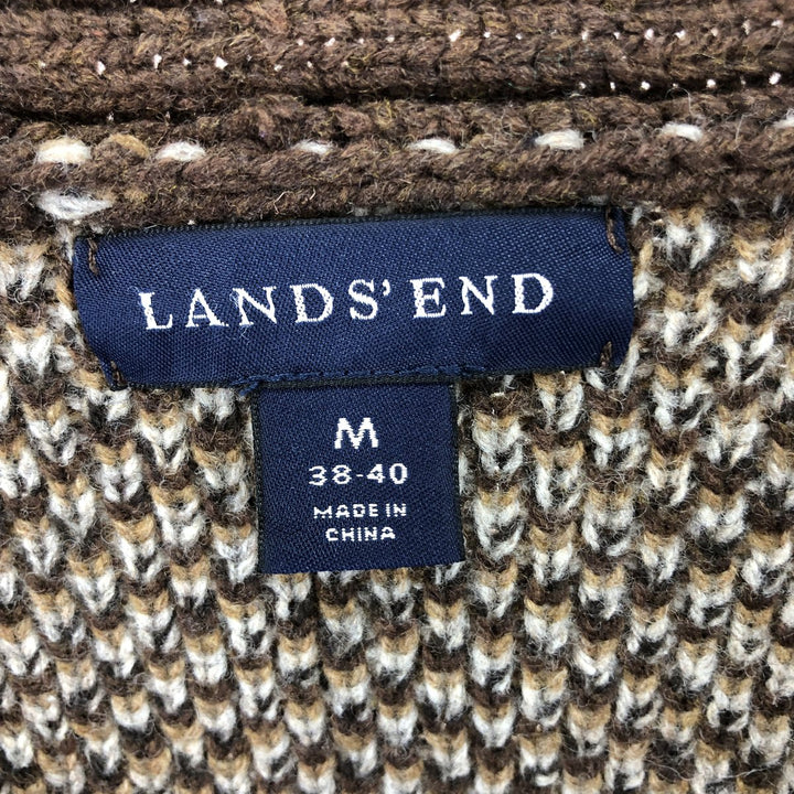 LANDS' END Check Pattern Shawl Collar Wool Knit Cardigan Men's XL /eaa344554