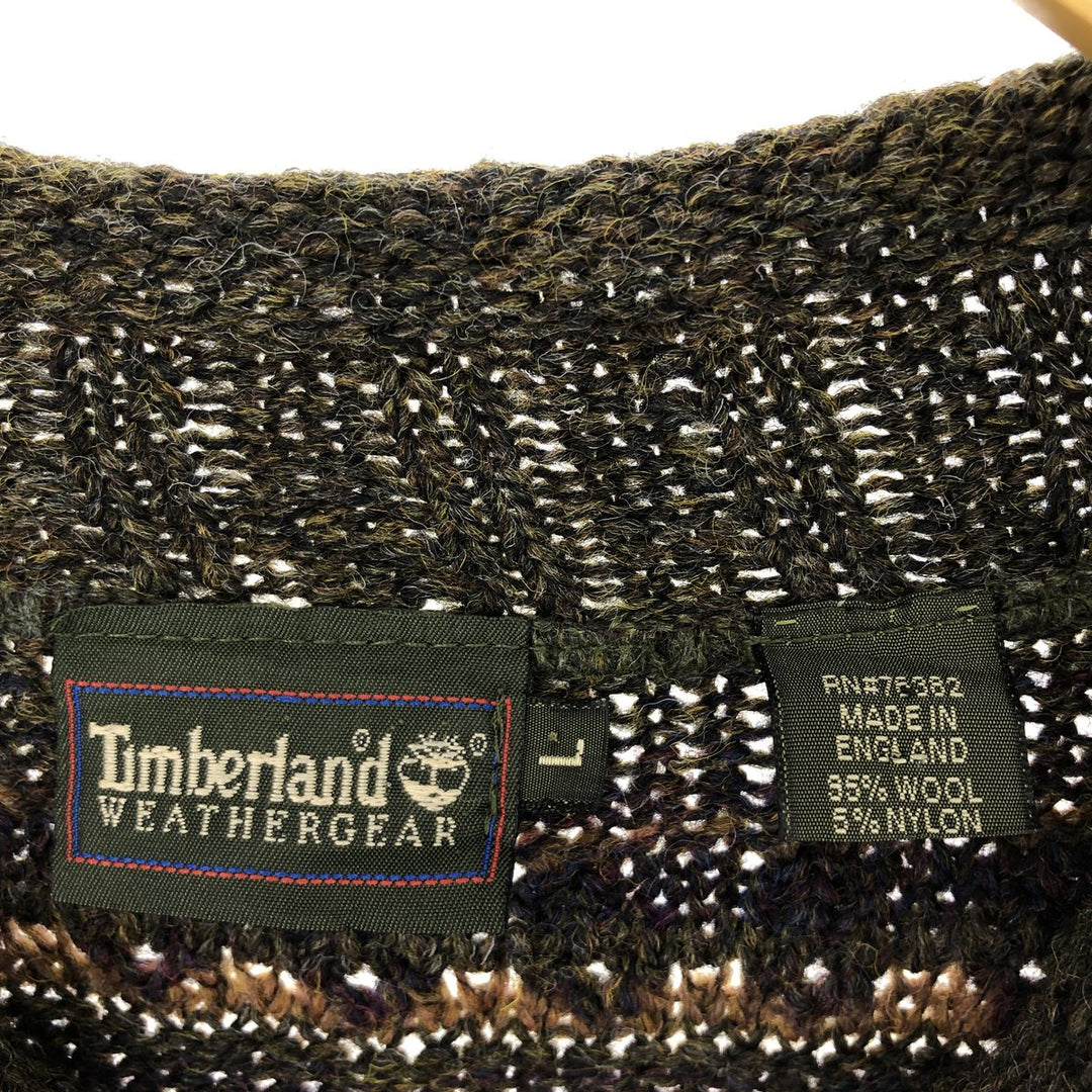 Timberland All-over Print High Neck Wool Knit Sweater Made in England Men's L /eaa344576