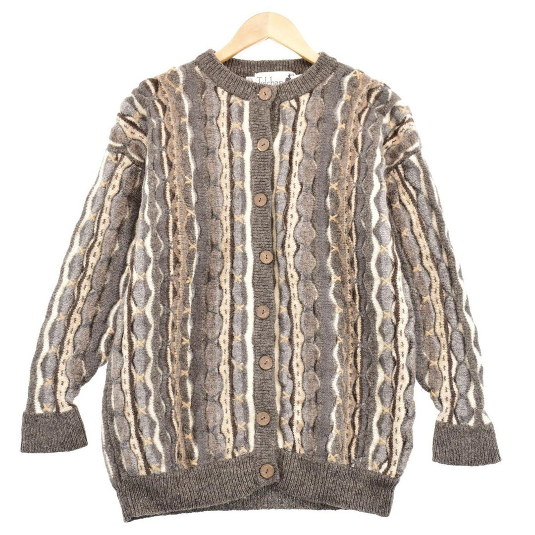 Tulchan All-over Pattern High Neck 3D Knit Sweater Wool Knit Cardigan Women's M /eaa344582