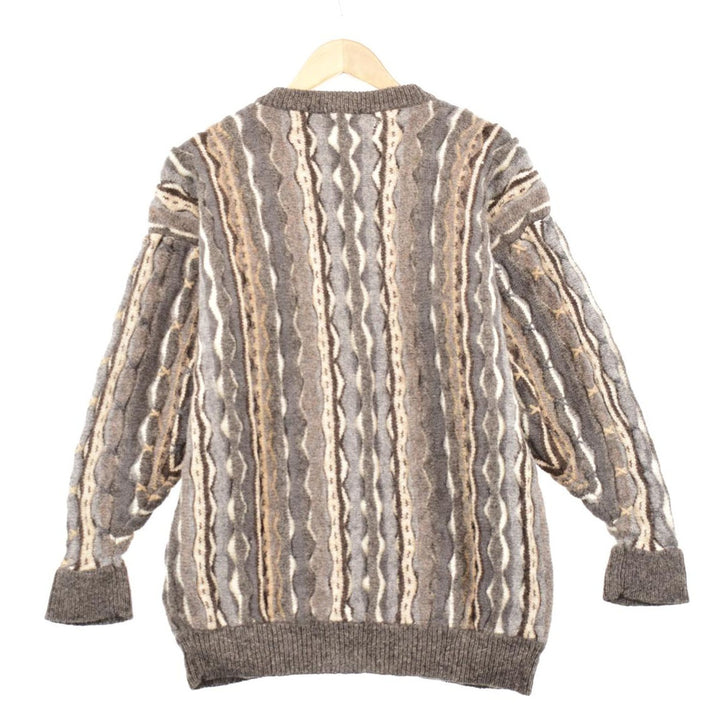 Tulchan All-over Pattern High Neck 3D Knit Sweater Wool Knit Cardigan Women's M /eaa344582