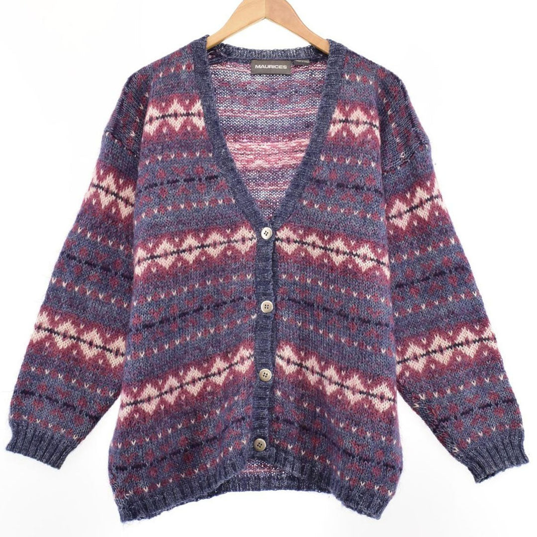 MAURICES All-over print mohair x acrylic knit cardigan, women's XL /eaa344659