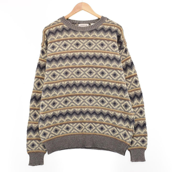 CLAIBORNE All-over Print Cotton Knit Sweater Men's M /eaa344695