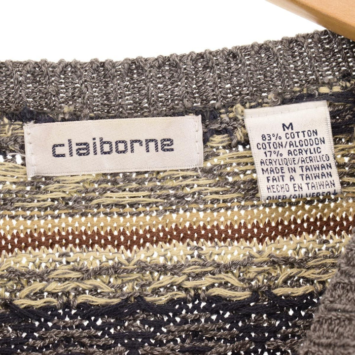 CLAIBORNE All-over Print Cotton Knit Sweater Men's M /eaa344695