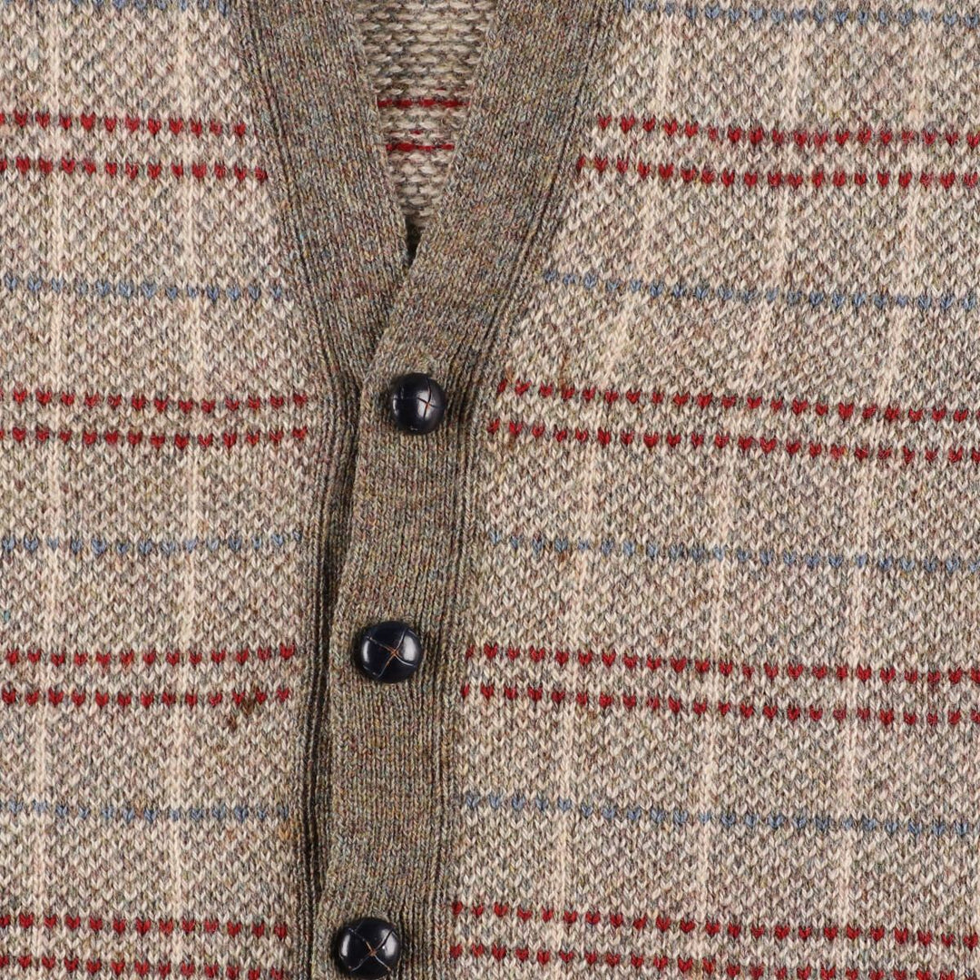 90'S LANDS END Check Pattern Wool Knit Cardigan Men's XL Vintage /eaa344707