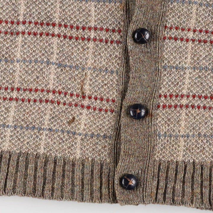 90'S LANDS END Check Pattern Wool Knit Cardigan Men's XL Vintage /eaa344707