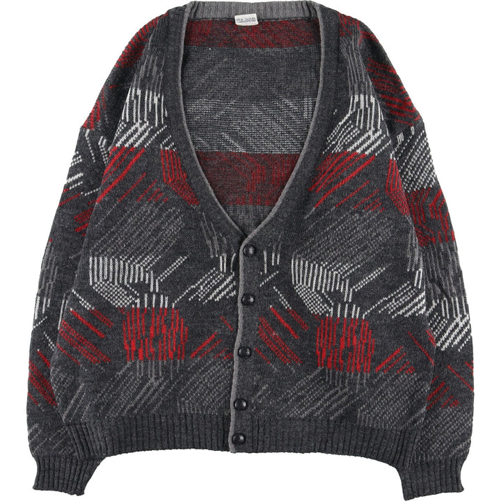 All-over print acrylic knit cardigan, men's L /eaa344891