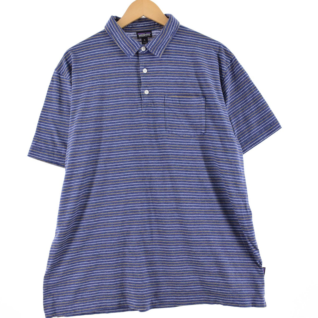 Patagonia ORGANIC COTTON 52776SP17 short sleeve striped polo shirt, men's XL /eaa345686