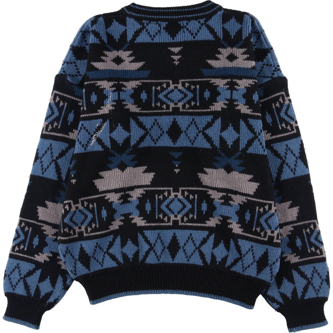 MTO INTERNATIONAL All-over Pattern Acrylic Knit Sweater, Men's L acrylic black type Vintage Second Hand