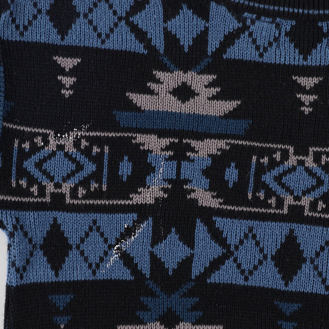 MTO INTERNATIONAL All-over Pattern Acrylic Knit Sweater, Men's L acrylic black type Vintage Second Hand