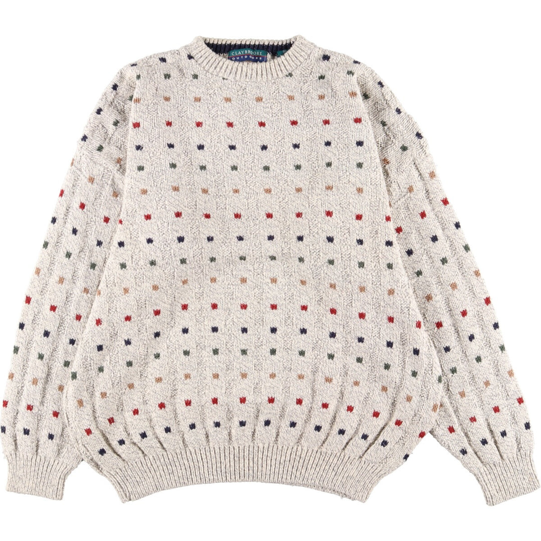 90'S CLAYBROOKE OUTDOORS all-over print cotton knit sweater made in USA men's XXL vintage /eaa348687