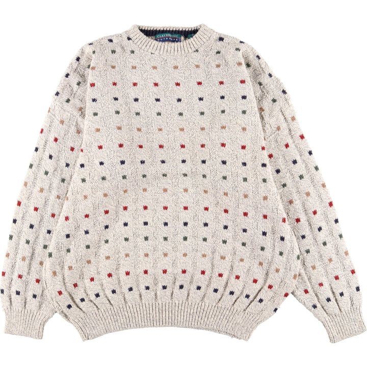 90'S CLAYBROOKE OUTDOORS all-over print cotton knit sweater made in USA men's XXL vintage /eaa348687