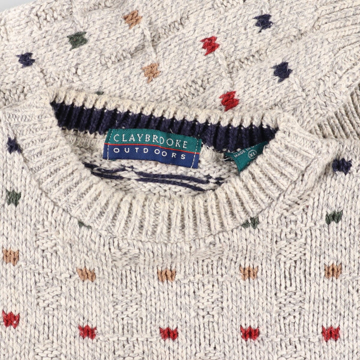90'S CLAYBROOKE OUTDOORS all-over print cotton knit sweater made in USA men's XXL vintage /eaa348687